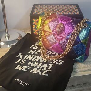 Kurt Geiger Rainbow Metalic Quilted Kensington NWT
